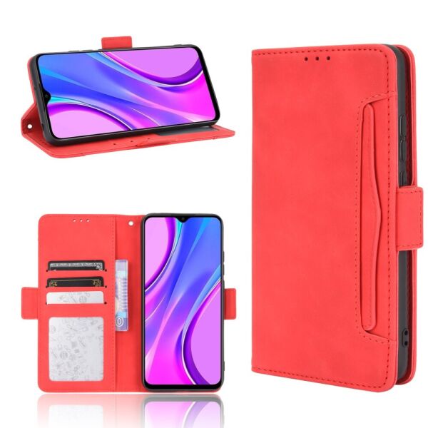 

Чехол книжка для Xiaomi Redmi 9C боковой с отсеком для визиток, Multiply, Красный