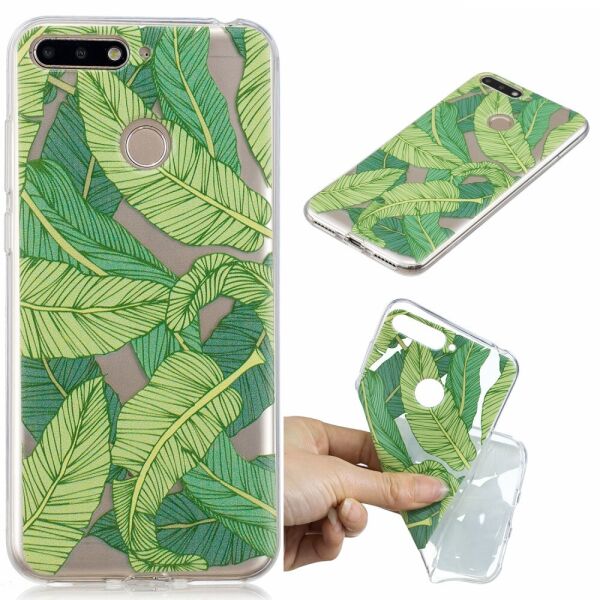 

Чехол накладка для Huawei Honor 7A PRO AUM-L29 силиконовый IMD, Зеленые листья