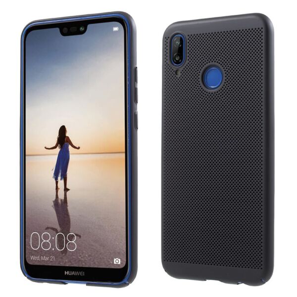 

Чехол накладка для Huawei P20 Lite пластиковый перфорированный, черный