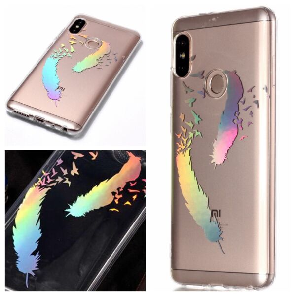 

Чехол накладка для Xiaomi Redmi Note 5 силиконовый с лазерным рисунком, Два пера