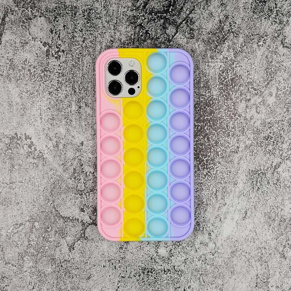 

Чехол антистресс Pop It для Apple iPhone 12 силиконовый, Bubble Pop, Розовый
