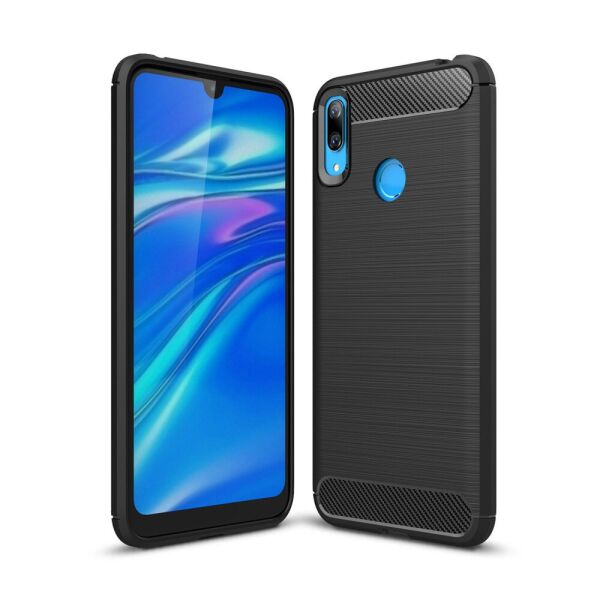 

Чехол накладка для Huawei Y7 2019 силиконовый, Carbon Fiber, черный