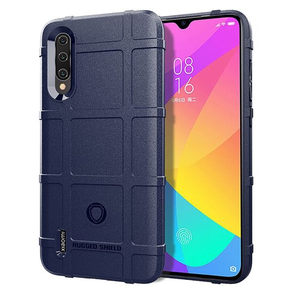 

Чехол накладка для Xiaomi Mi 9 Lite противоударный, Square Grid, темно-синий