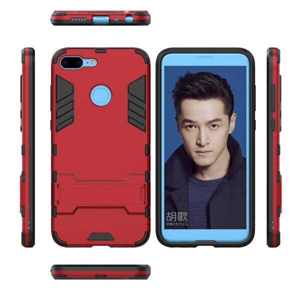 

Чехол накладка для Huawei Honor 9 Lite противоударный силиконовый с пластиком, Alien, Красный