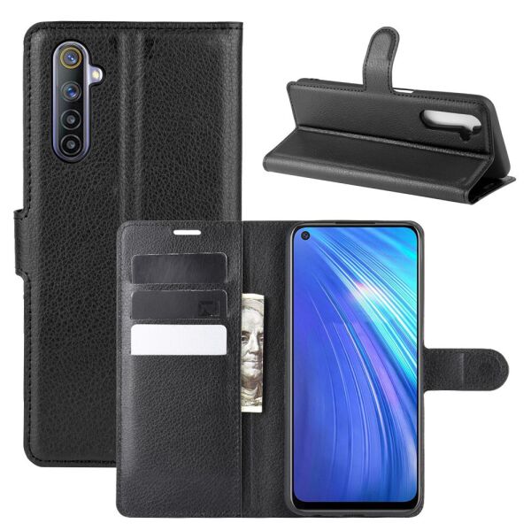 

Чехол книжка для Realme 6 RMX2001 боковой с отсеком для визиток, черный