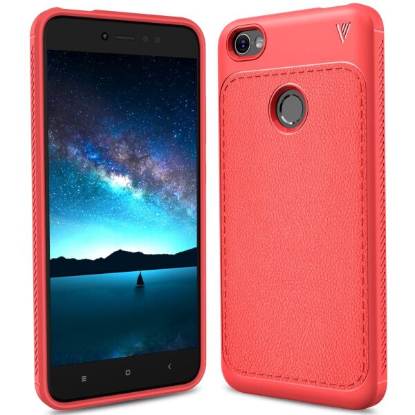 

Чехол накладка для Xiaomi Redmi Note 5A Prime силиконовый с кожаной вставкой, IVSO Gentry Series, красный
