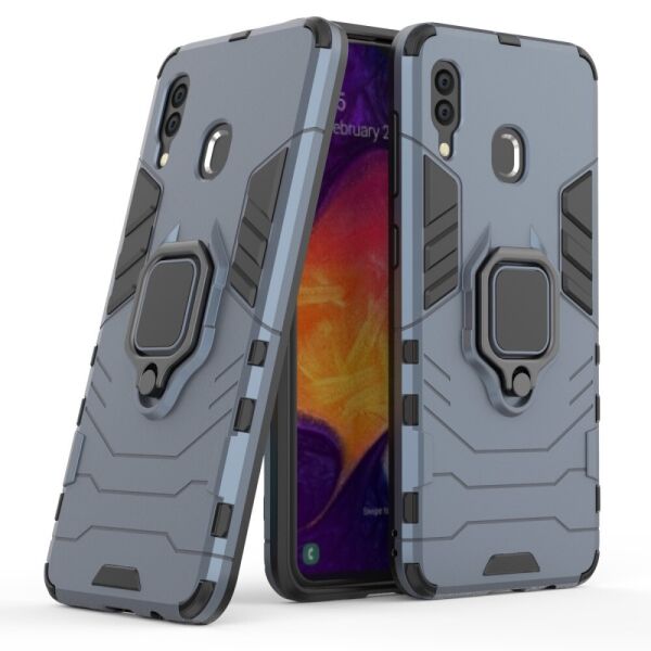 

Чехол накладка для Samsung Galaxy A30 A305FD противоударный силикон и пластик, Robot case, темно-синий