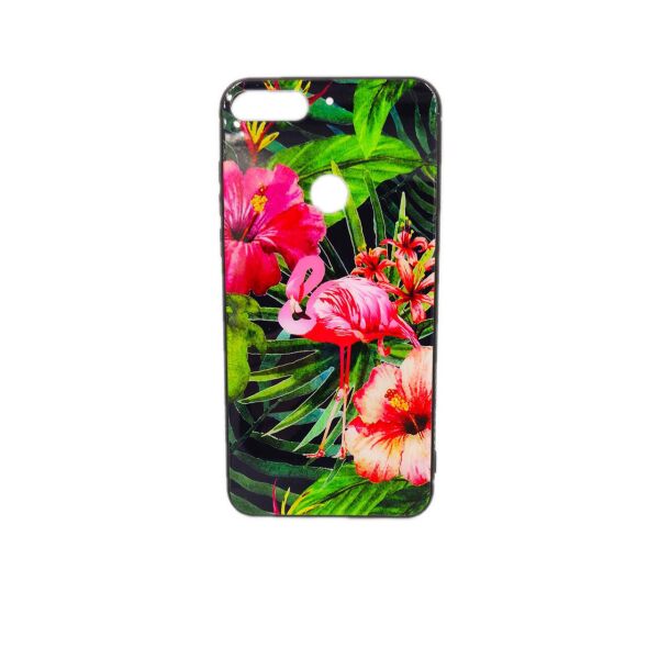 

Чехол накладка для Huawei Y7 Prime 2018 LDN-L21 силикон+закаленное стекло, Фламинго