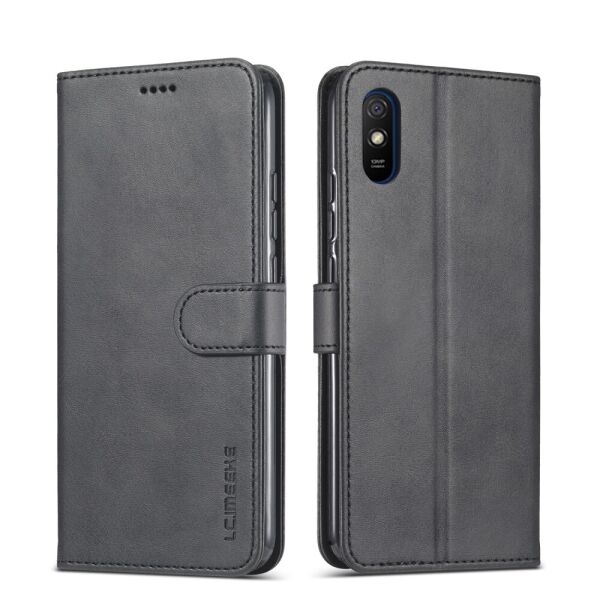 

Чехол книжка для Xiaomi Redmi 9A боковой с отсеком для визиток, LC.IMEEKE, Черный