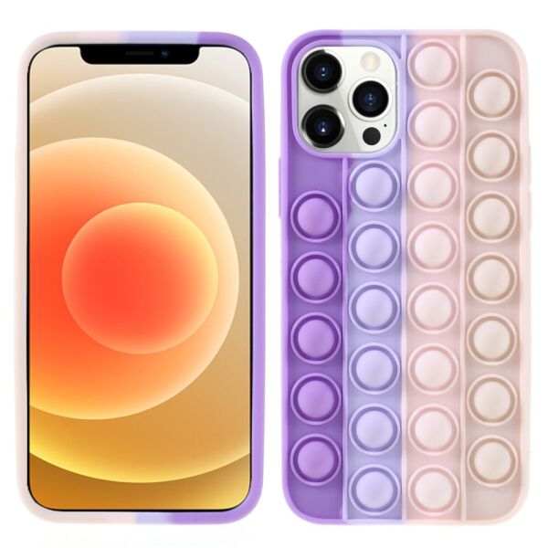 

Чехол антистресс Pop It для Apple iPhone 12 силиконовый, Bubble, Фиолетовый