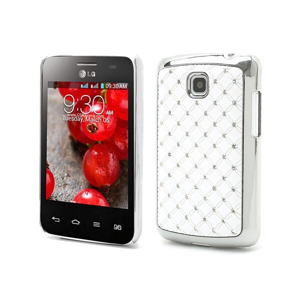 

Чехол накладка Star Dust с камнями для LG Optimus L3 II E435, белый пластик