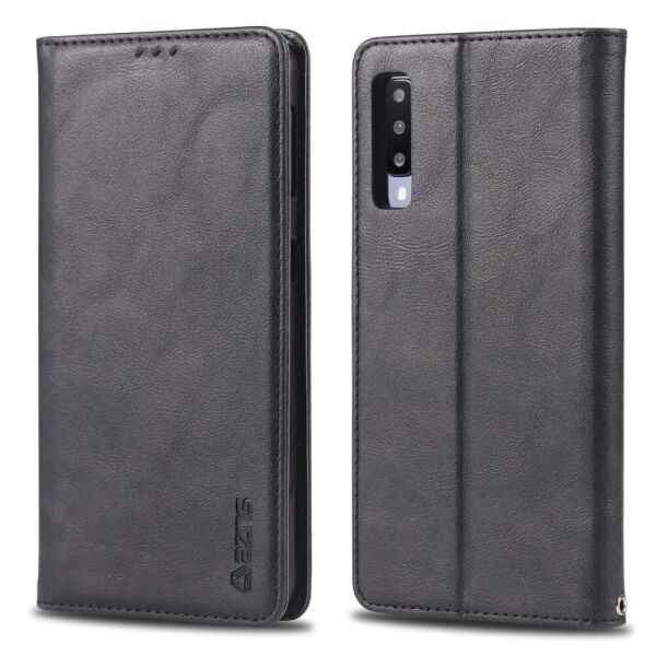 

Чехол книжка для Samsung Galaxy A50 A505FD боковой с отсеком для визиток, AZNS, черный