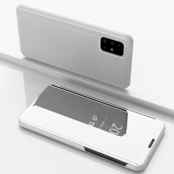

Чехол книжка для Samsung Galaxy A51 A515 боковой с зеркальной поверхностью, Серебристый