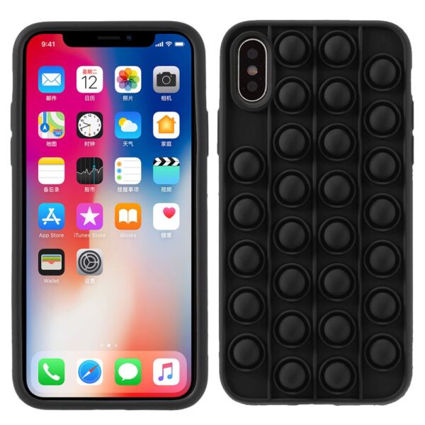 

Чехол антистресс Pop It для iPhone XS силиконовый, Bubble, Черный