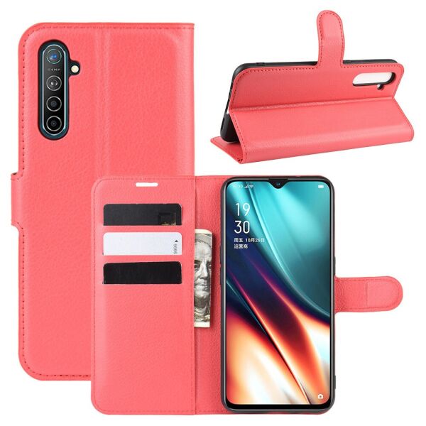 

Чехол книжка для Realme XT RMX1921 боковой с отсеком для визиток, Красный