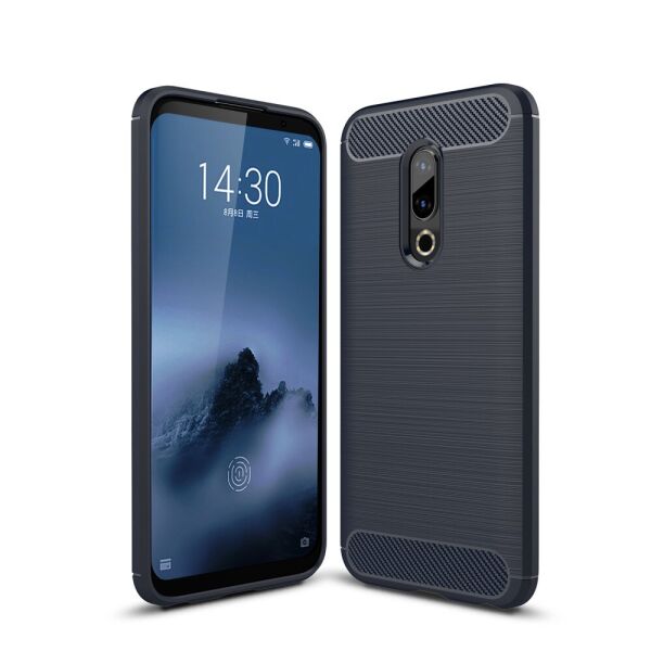 

Чехол накладка для Meizu 16 PLUS силиконовый, Carbon Fiber, Темно-синий
