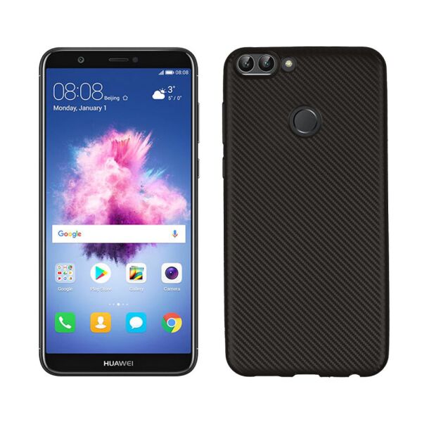 

Чехол накладка для Huawei P Smart | Enjoy 7S силиконовый, Carbon Fiber Texture, черный