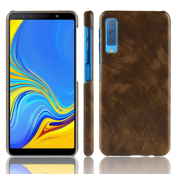 

Чехол накладка для Samsung Galaxy A7 2018 A750F с кожаной поверхностью, Premium Vintage, коричневый