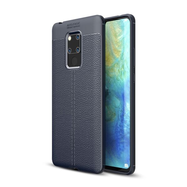 

Чехол накладка для Huawei Mate 20 X силиконовый, Фактура кожи, темно-синий