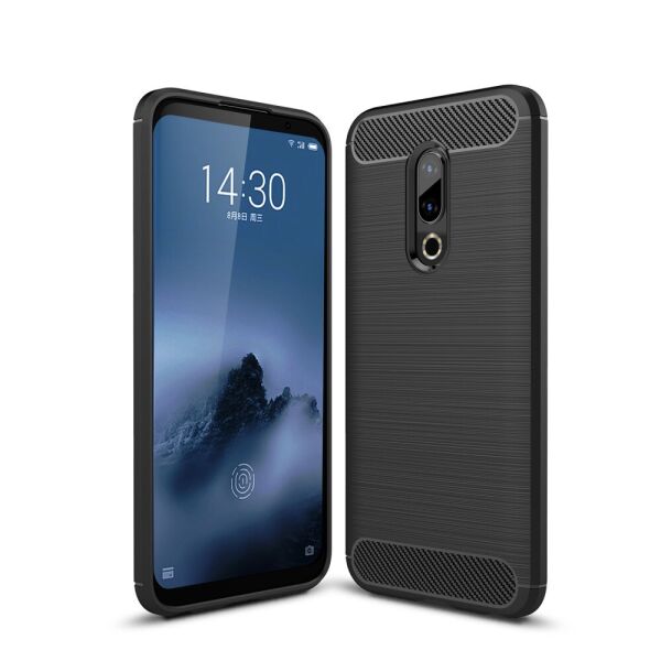 

Чехол накладка для Meizu 16 PLUS силиконовый, Carbon Fiber, черный