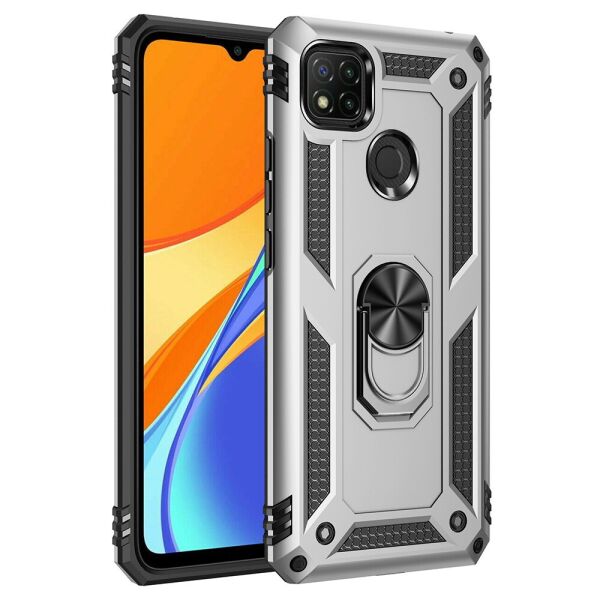 

Чехол-накладка для Xiaomi Redmi 9C противоударный с подставкой, Stranger, Серебристый