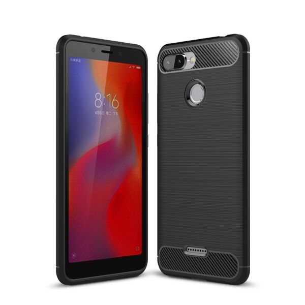 

Чехол накладка для Xiaomi Redmi 6 силиконовый, Carbon Fiber, черный