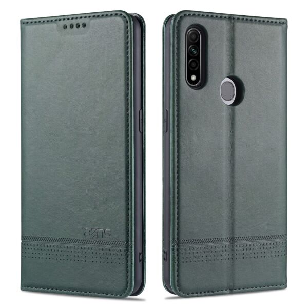 

Чехол книжка для Oppo A31 боковой с отсеком для визиток, AZNS, Темно-зеленый