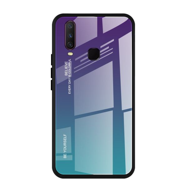

Чехол накладка для Vivo y15 с зеркальной поверхностью, Градиент, голубой