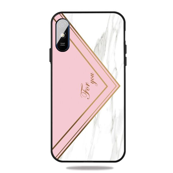 

Чехол для Xiaomi Redmi 9A силиконовый IMD, Marble Pattern, Розовый с белым