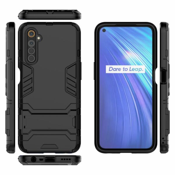 

Чехол накладка для Realme 6 RMX2001 противоударный силикон и пластик, Alien, черный