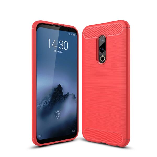 

Чехол накладка для Meizu 16 PLUS силиконовый, Carbon Fiber, Красный