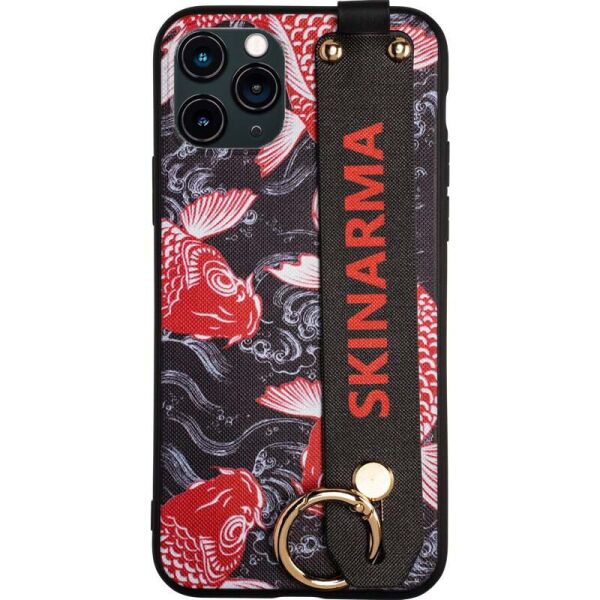 

Чехол накладка для iPhone 11 Pro Max силиконовый с ремешком подставкой, SkinArma Sakana Red