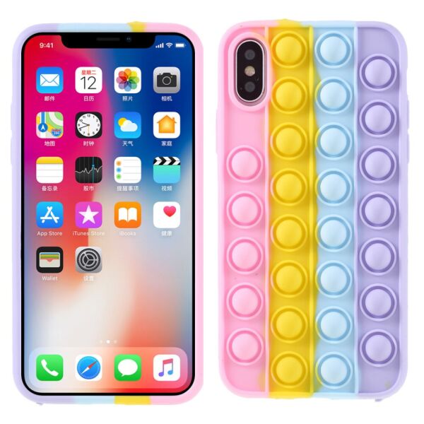 

Чехол антистресс Pop It для iPhone XS силиконовый, Bubble, Розовый
