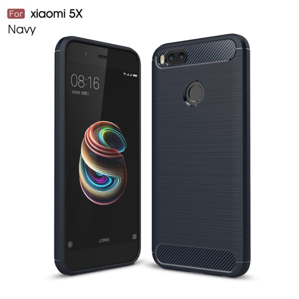 

Чехол накладка для Xiaomi Mi A1 / Xiaomi Mi 5X силиконовый, Carbon Fiber, темно-синий