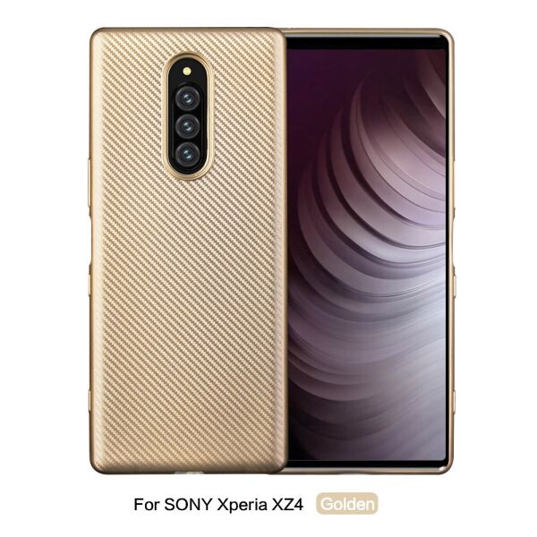

Чехол накладка для Sony Xperia 1 силиконовый, Carbon Fiber Texture, золотистый
