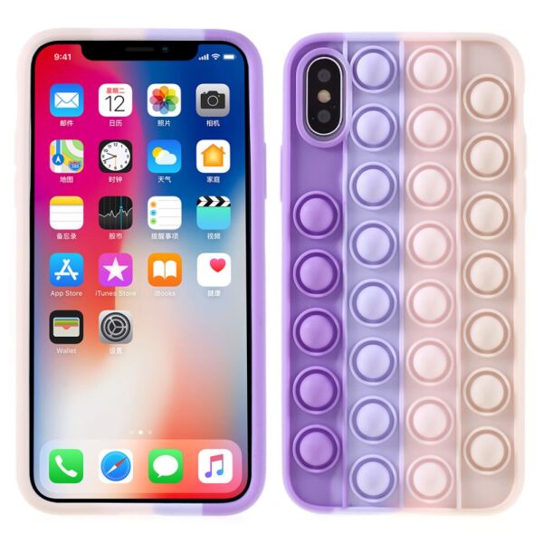 

Чехол антистресс Pop It для iPhone X силиконовый, Bubble, Фиолетовый