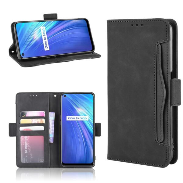 

Чехол книжка для Realme 6 RMX2001 боковой с отсеком для визиток, Multiply, черный