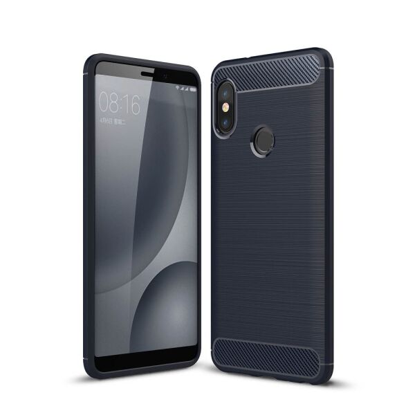

Чехол накладка для Xiaomi Redmi Note 5 силикон Carbon, темно-синий