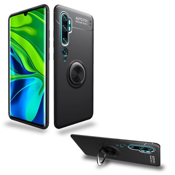 

Чехол для Xiaomi Mi Note 10 lite противоударный с магнитным кольцом, Черный