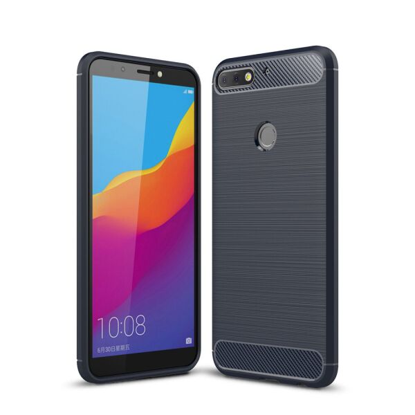 

Чехол накладка для Huawei Honor 7C PRO LND-L29 силикон, Carbon Fiber, темно-синий