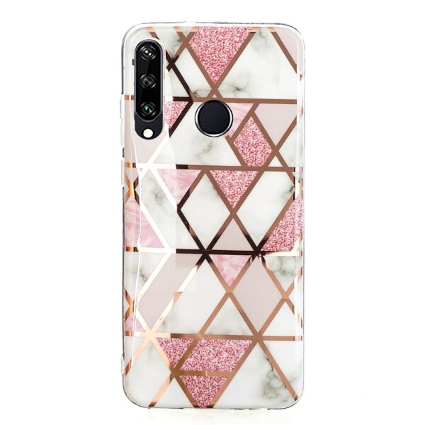 

Чехол для Huawei Y6P MED-LX9N силиконовый IMD, Marble Pattern, Розовый