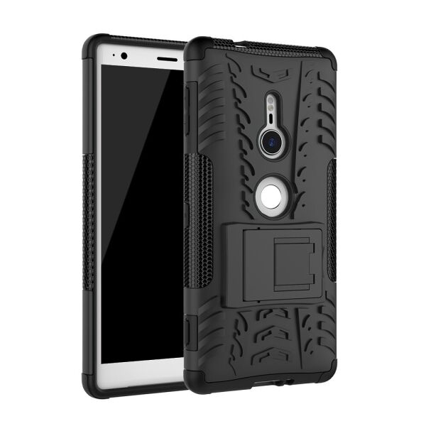 

Чехол накладка для Sony Xperia XZ2 H8266 противоударный с подставкой, черный