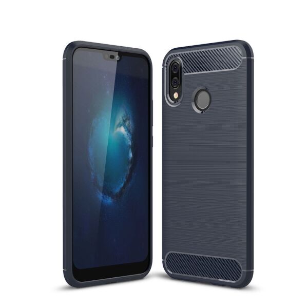 

Чехол накладка для Huawei P20 Lite силиконовый, Carbon Fibre, Темно-синий