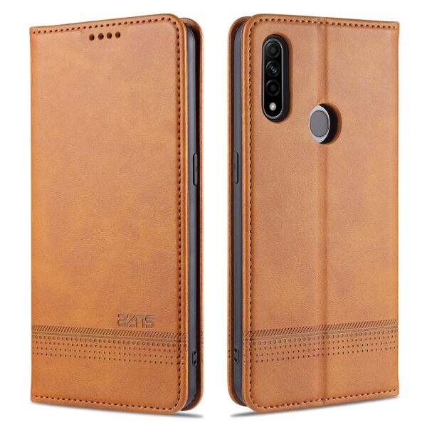 

Чехол книжка для Oppo A31 боковой с отсеком для визиток, AZNS, Коричневый