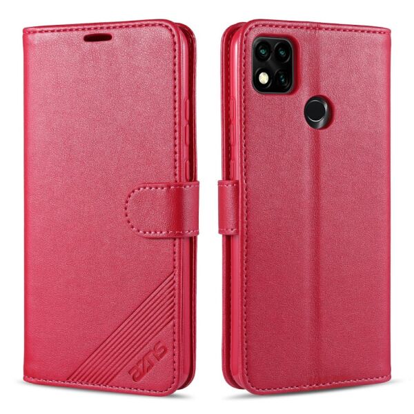 

Чехол книжка для Xiaomi Redmi 9C боковой с отсеком для визиток, AZNS, Малиновый