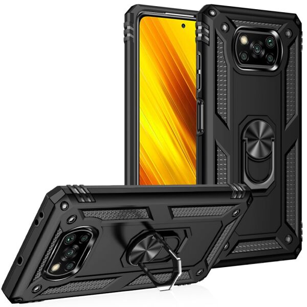 

Чехол накладка для Poco X3 NFC противоударный с подставкой, Stranger, Черный