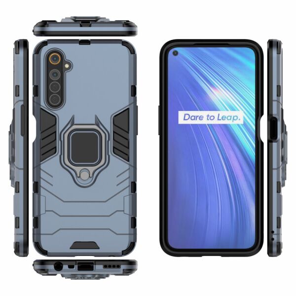 

Чехол накладка для Realme 6 RMX2001 противоударный с кольцом, Robot Case, Синий