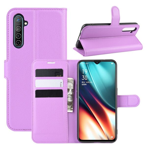 

Чехол книжка для Realme X2 RMX1993 боковой с отсеком для визиток, Сиреневый