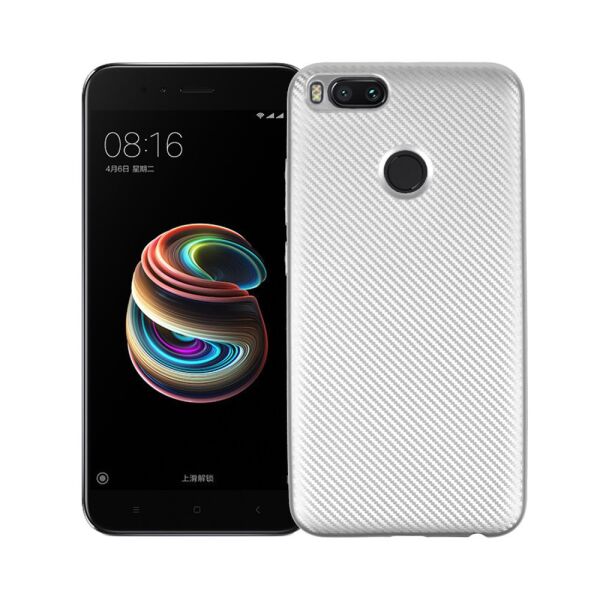 

Чехол накладка для Xiaomi Mi A1 / Xiaomi Mi 5X силиконовый, Carbon Fiber Texture, серебристый