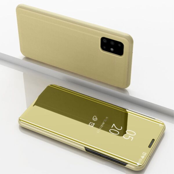 

Чехол книжка для Samsung Galaxy A51 A515 боковой с зеркальной поверхностью, Золотистый